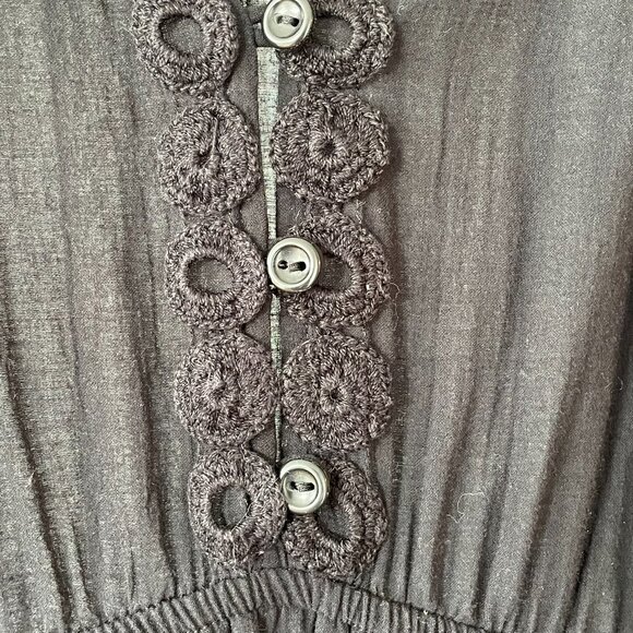 Black Boho Peasant Dress with crochet detailing - Picture 5 of 14